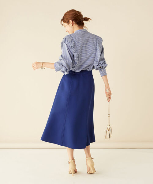 NOLLEY’S(ノーリーズ)の「ステッチフレアースカート(スカート・レディース・キャメル/ブラック/ブルー・36/38)」の6枚目の写真