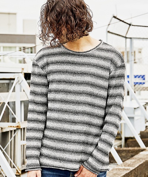 RATTLE TRAP(ラトルトラップ)の「MIXリブグラデーションボーダーT(Tシャツ/カットソー・メンズ・ブラック/ボルドー・LL/M/L)」の6枚目の写真