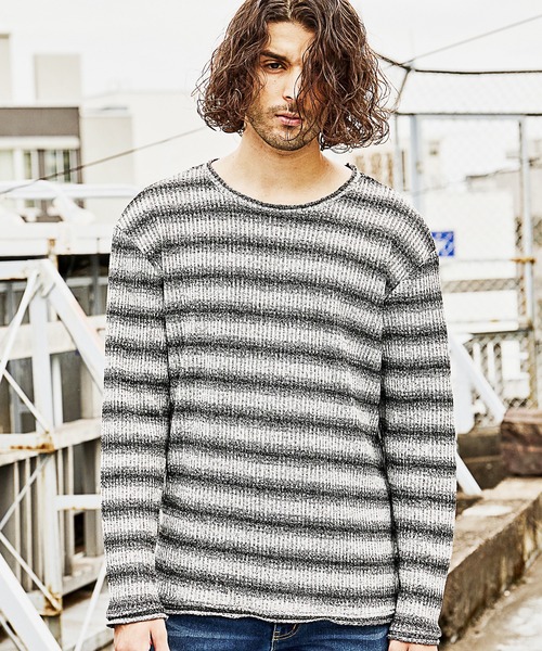 RATTLE TRAP(ラトルトラップ)の「MIXリブグラデーションボーダーT(Tシャツ/カットソー・メンズ・ブラック/ボルドー・LL/M/L)」の7枚目の写真