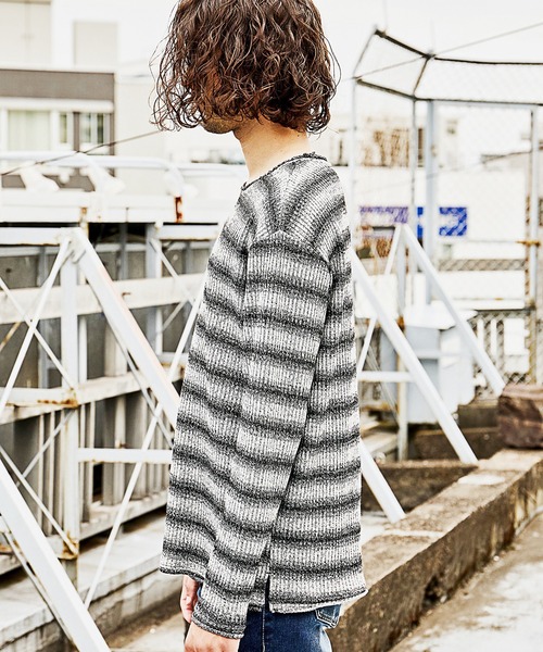 RATTLE TRAP(ラトルトラップ)の「MIXリブグラデーションボーダーT(Tシャツ/カットソー・メンズ・ブラック/ボルドー・LL/M/L)」の8枚目の写真