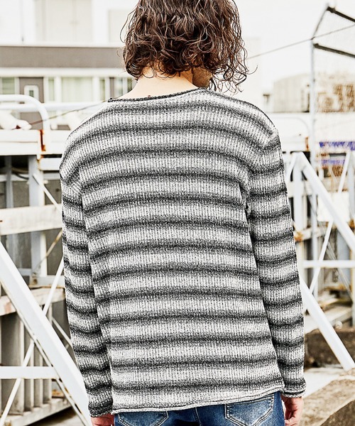 RATTLE TRAP(ラトルトラップ)の「MIXリブグラデーションボーダーT(Tシャツ/カットソー・メンズ・ブラック/ボルドー・LL/M/L)」の9枚目の写真
