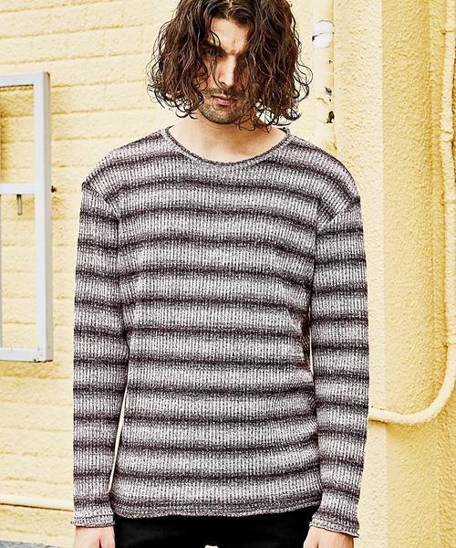 RATTLE TRAP(ラトルトラップ)の「MIXリブグラデーションボーダーT(Tシャツ/カットソー・メンズ・ブラック/ボルドー・LL/M/L)」の14枚目の写真
