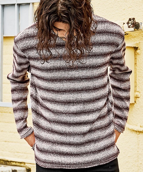 RATTLE TRAP(ラトルトラップ)の「MIXリブグラデーションボーダーT(Tシャツ/カットソー・メンズ・ブラック/ボルドー・LL/M/L)」の15枚目の写真