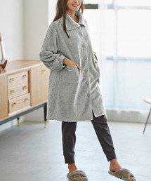 YU'NOW(ユナウ)のケーブル柄フリース2way衿ロングカーデ(ルームウェア/パジャマ)