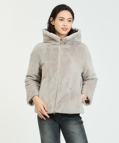 HERNO ヘルノ エコファーブルゾン　ファージャケット　40 ライトベージュ HERNO ヘルノ ファージャケット GI0138D 12422 レディース