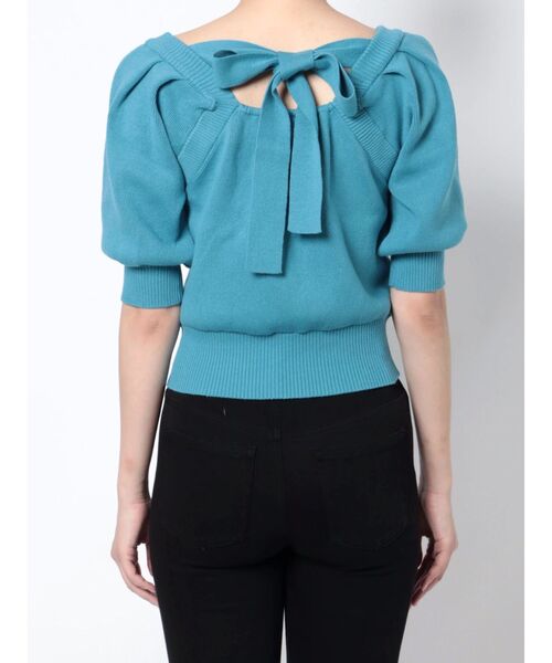 EMODA（エモダ）の「バックタイコンパクトトップ（ニット/セーター・レディース・ベージュ/ブルー/ブラック・FREE）」の14枚目の写真