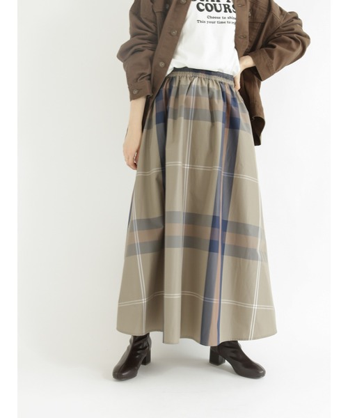 Samansa Mos2 blue(サマンサモスモスブルー)の「ビッグチェックスカート(スカート・レディース・ブラック/ベージュ/ネイビー・フリ-)」の3枚目の写真