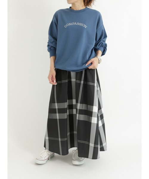 Samansa Mos2 blue(サマンサモスモスブルー)の「ビッグチェックスカート(スカート・レディース・ブラック/ベージュ/ネイビー・フリ-)」の6枚目の写真