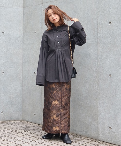 CREDONA（クレドナ）の「フロントタックデザインブラウス（シャツ/ブラウス・レディース・ブラック/オフホワイト・FREE）」の16枚目の写真