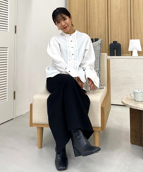 CREDONA（クレドナ）の「フロントタックデザインブラウス（シャツ/ブラウス・レディース・ブラック/オフホワイト・FREE）」の18枚目の写真