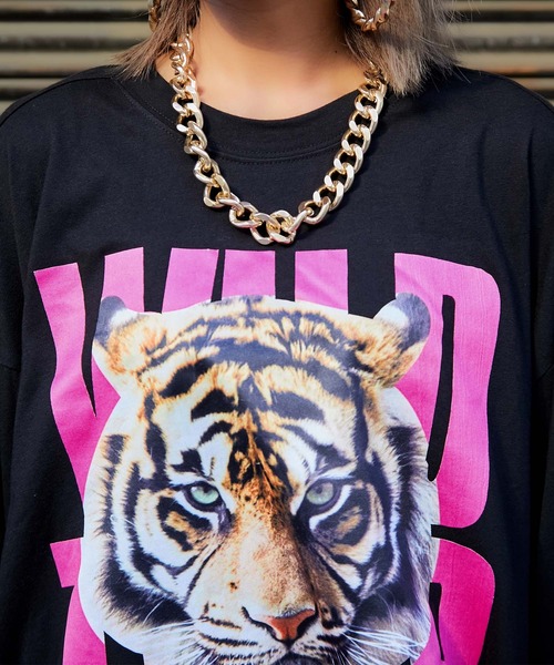 babyShoop(ベイビーシュープ)の「リアルタイガー長袖TOPS(Tシャツ/カットソー・レディース・ホワイト/ブラック・FREE)」の5枚目の写真