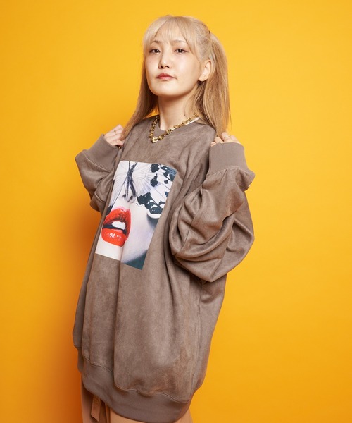 GALLIS ADDICTION（ガリスアディクション）の「GA SUEDE LIPS-PHOTO CREW（スウェット・メンズ・モカ/アイボリー/ブラック・M/L）」の12枚目の写真