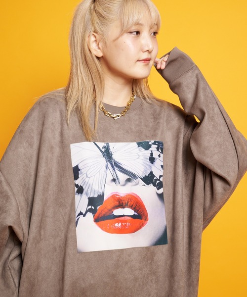 GALLIS ADDICTION（ガリスアディクション）の「GA SUEDE LIPS-PHOTO CREW（スウェット・メンズ・モカ/アイボリー/ブラック・M/L）」の7枚目の写真