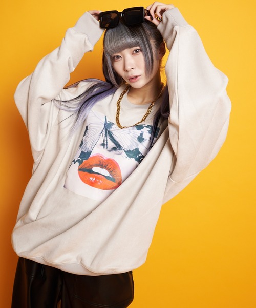 GALLIS ADDICTION（ガリスアディクション）の「GA SUEDE LIPS-PHOTO CREW（スウェット・メンズ・モカ/アイボリー/ブラック・M/L）」の22枚目の写真