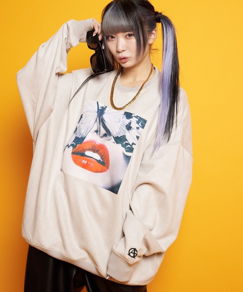 GALLIS ADDICTION（ガリスアディクション）の「GA SUEDE LIPS-PHOTO CREW（スウェット・メンズ・モカ/アイボリー/ブラック・M/L）」の21枚目の写真