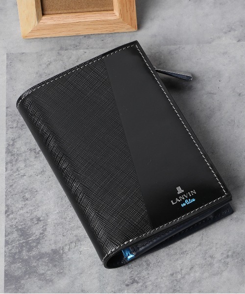 LANVIN en Bleu（ランバンオンブルー）の「“Partial”Semi-half size Two-fold wallet/パーシャル セミハーフサイズ二つ折り財布（財布・メンズ・ブラック/オレンジ/ブルー・FREE）」の2枚目の写真