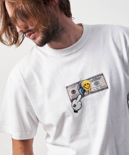 STUD MUFFIN（スタッドマフィン）の「mt8090-5.6ozコットン天竺 DOLLAR パッチ SS Tシャツ（Tシャツ/カットソー・メンズ・ホワイト/ブラック/ミント・2/4/3）」の2枚目の写真