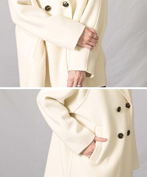 Gready Brilliant（グレディブリリアン）の「１００ｓＷクロスＰコート（ピーコート・レディース・トップグレー/アイボリー・38）」の8枚目の写真