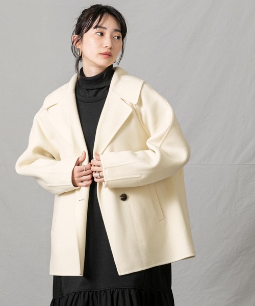 Gready Brilliant（グレディブリリアン）の「１００ｓＷクロスＰコート（ピーコート・レディース・トップグレー/アイボリー・38）」の6枚目の写真