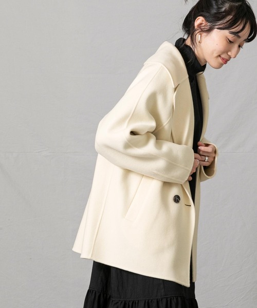 Gready Brilliant（グレディブリリアン）の「１００ｓＷクロスＰコート（ピーコート・レディース・トップグレー/アイボリー・38）」の12枚目の写真