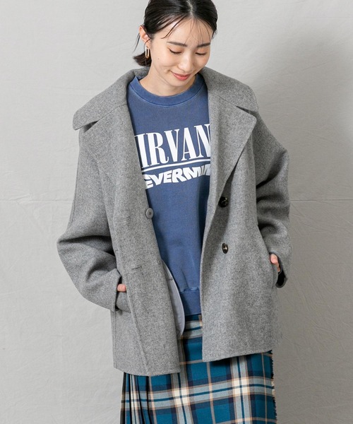 Gready Brilliant（グレディブリリアン）の「１００ｓＷクロスＰコート（ピーコート・レディース・トップグレー/アイボリー・38）」の7枚目の写真