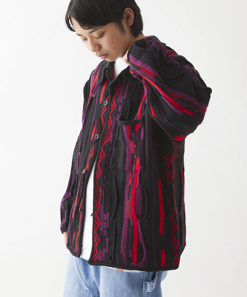 JOURNAL STANDARD relume（ジャーナルスタンダード　レリューム）の「CALIFORNIA 3D ニットシャツ（カーディガン/ボレロ・メンズ・ライトグレー/ブラック/ベージュ・LARGE/MEDIUM）」の4枚目の写真