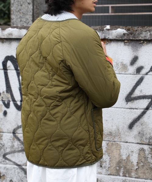 SETUP7（セットアップセブン）の「【SETUP7】キルティングノーカラーミリタリージャケット SCCH110（ミリタリージャケット・メンズ・ネイビー/カーキ・FREE）」の6枚目の写真