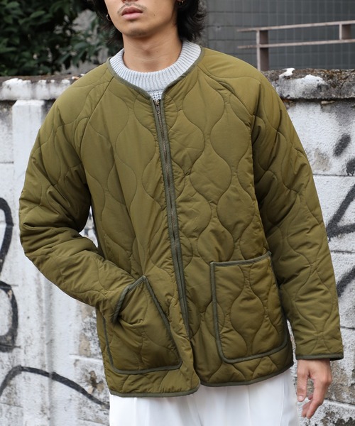 SETUP7（セットアップセブン）の「【SETUP7】キルティングノーカラーミリタリージャケット SCCH110（ミリタリージャケット・メンズ・ネイビー/カーキ・FREE）」の12枚目の写真