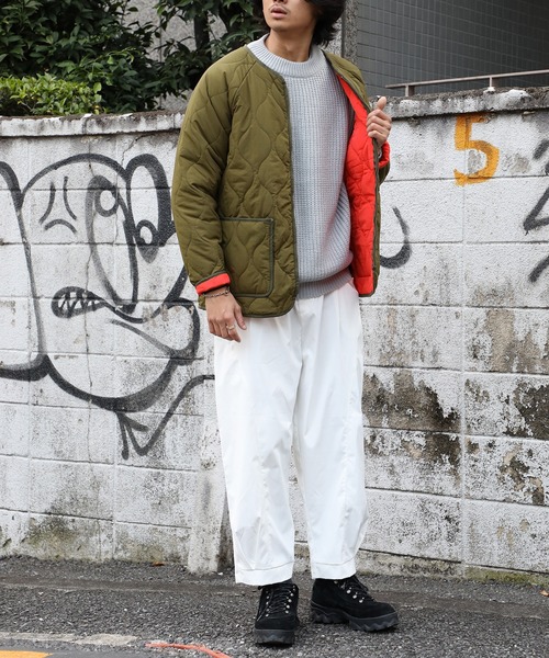 SETUP7（セットアップセブン）の「【SETUP7】キルティングノーカラーミリタリージャケット SCCH110（ミリタリージャケット・メンズ・ネイビー/カーキ・FREE）」の14枚目の写真