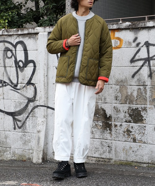 SETUP7（セットアップセブン）の「【SETUP7】キルティングノーカラーミリタリージャケット SCCH110（ミリタリージャケット・メンズ・ネイビー/カーキ・FREE）」の15枚目の写真