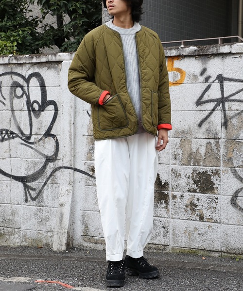 SETUP7（セットアップセブン）の「【SETUP7】キルティングノーカラーミリタリージャケット SCCH110（ミリタリージャケット・メンズ・ネイビー/カーキ・FREE）」の21枚目の写真