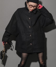 miniyu | カットメルトン ポンチョ風シャツコート(その他アウター)