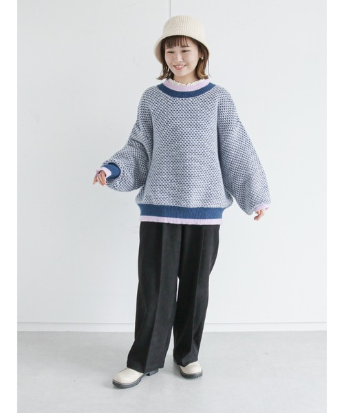 ehka sopo(エヘカソポ)の「地柄編みニット(ニット/セーター・レディース・ブルー/ブラック/キナリ・フリ-)」の4枚目の写真