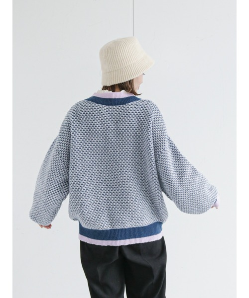 ehka sopo(エヘカソポ)の「地柄編みニット(ニット/セーター・レディース・ブルー/ブラック/キナリ・フリ-)」の8枚目の写真