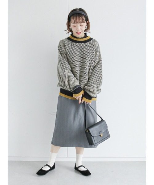 ehka sopo(エヘカソポ)の「地柄編みニット(ニット/セーター・レディース・ブルー/ブラック/キナリ・フリ-)」の10枚目の写真