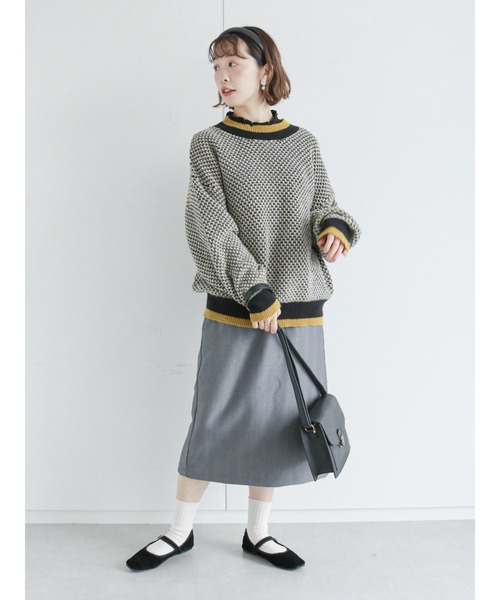 ehka sopo(エヘカソポ)の「地柄編みニット(ニット/セーター・レディース・ブルー/ブラック/キナリ・フリ-)」の11枚目の写真