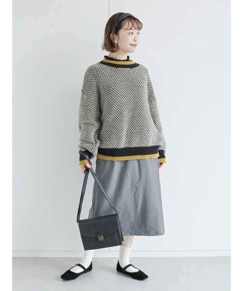 ehka sopo(エヘカソポ)の「地柄編みニット(ニット/セーター・レディース・ブルー/ブラック/キナリ・フリ-)」の12枚目の写真