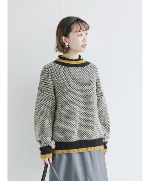 ehka sopo(エヘカソポ)の「地柄編みニット(ニット/セーター・レディース・ブルー/ブラック/キナリ・フリ-)」の16枚目の写真