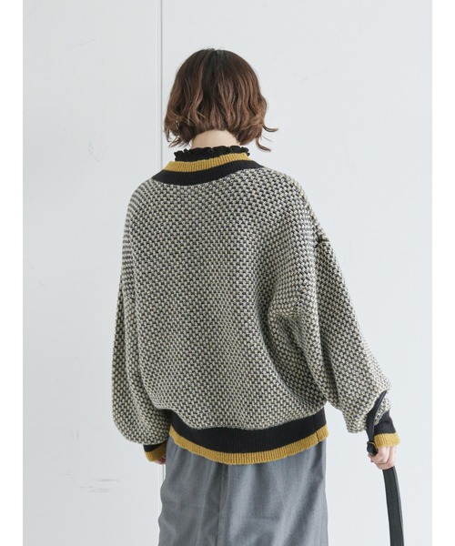 ehka sopo(エヘカソポ)の「地柄編みニット(ニット/セーター・レディース・ブルー/ブラック/キナリ・フリ-)」の18枚目の写真