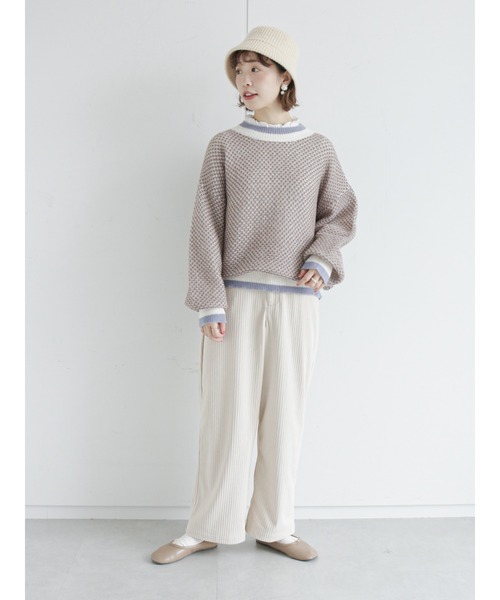 ehka sopo(エヘカソポ)の「地柄編みニット(ニット/セーター・レディース・ブルー/ブラック/キナリ・フリ-)」の19枚目の写真