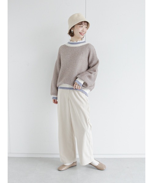 ehka sopo(エヘカソポ)の「地柄編みニット(ニット/セーター・レディース・ブルー/ブラック/キナリ・フリ-)」の21枚目の写真