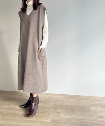 【ZOZO限定】V neck wool jumper skirt / Vネックウールジャンパースカート