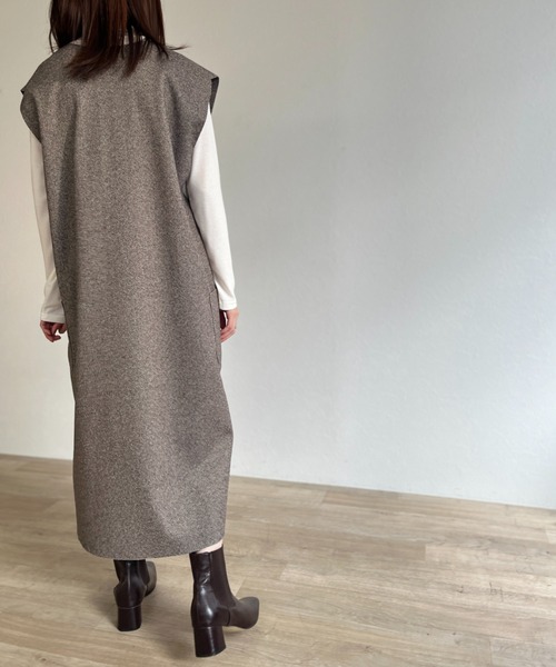 ISOOK（アイスー）の「【ZOZO限定】V neck wool jumper skirt / Vネックウールジャンパースカート（ジャンパースカート・レディース・ブラウン/グレー・FREE）」の8枚目の写真