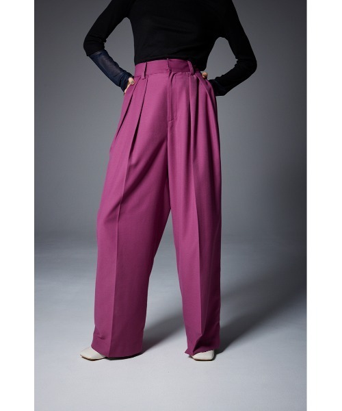 AZUL by moussy(アズールバイマウジー)の「【PLUS】2TUCK TROUSERS/【PLUS】2タックトラウザー(その他パンツ・レディース・ピンク/ブラック/グレー・SMALL/MEDIUM)」の3枚目の写真
