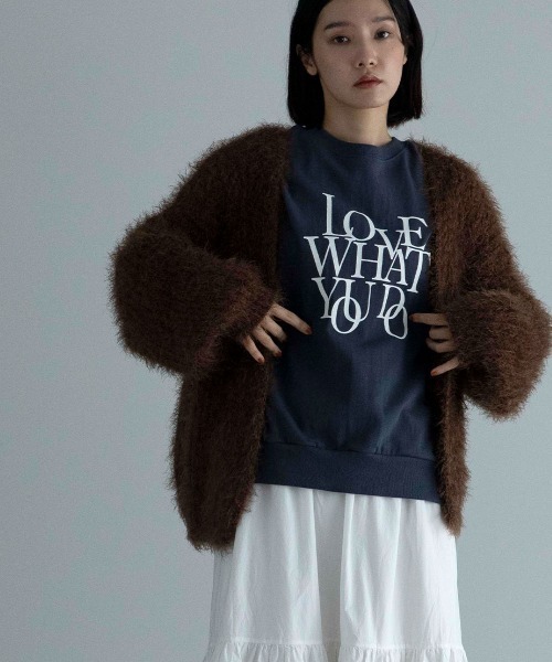 marjour（マージュール）の「SHAGGY KNIT CARDIGAN（カーディガン/ボレロ・レディース・チャコールグレー/ミント/ブラウン・M）」の4枚目の写真