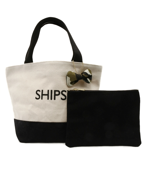 SHIPS（シップス）の「バイカラーエコバッグS（エコバッグ/サブバッグ・レディース・ダークグレー/ライトオリーブ/コバルトブルー/ベージュ系その他/キャメル・ONE SIZE）」の2枚目の写真