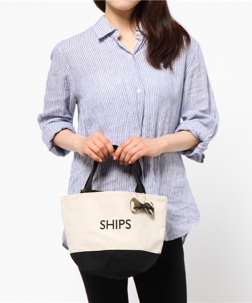 SHIPS（シップス）の「バイカラーエコバッグS（エコバッグ/サブバッグ・レディース・ダークグレー/ライトオリーブ/コバルトブルー/ベージュ系その他/キャメル・ONE SIZE）」の15枚目の写真