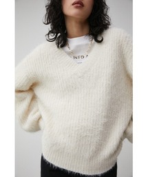 AZUL by moussy（アズールバイマウジー）の「SHAGGY V/N KNIT/シャギーブイネックニット（ニット/セーター）」