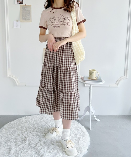 Loueme（ルエム）の「ギンガムチェックティアードロングスカート