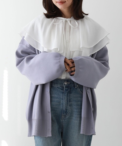 archives（アルシーヴ）の「総針編みミドルカーディガン（カーディガン/ボレロ・レディース・グリーン/ラベンダー/オレンジ/オフホワイト・MEDIUM）」の18枚目の写真